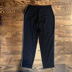 Light weight black trouser pant with white stripe cropped